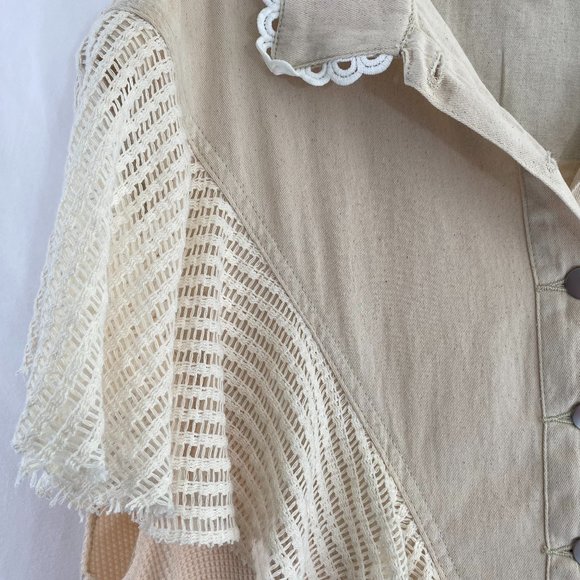 POL Bohemian Lacy White Blue Patchwork Dress Tunic Top NWOT Women's Size Large - Picture 5 of 15